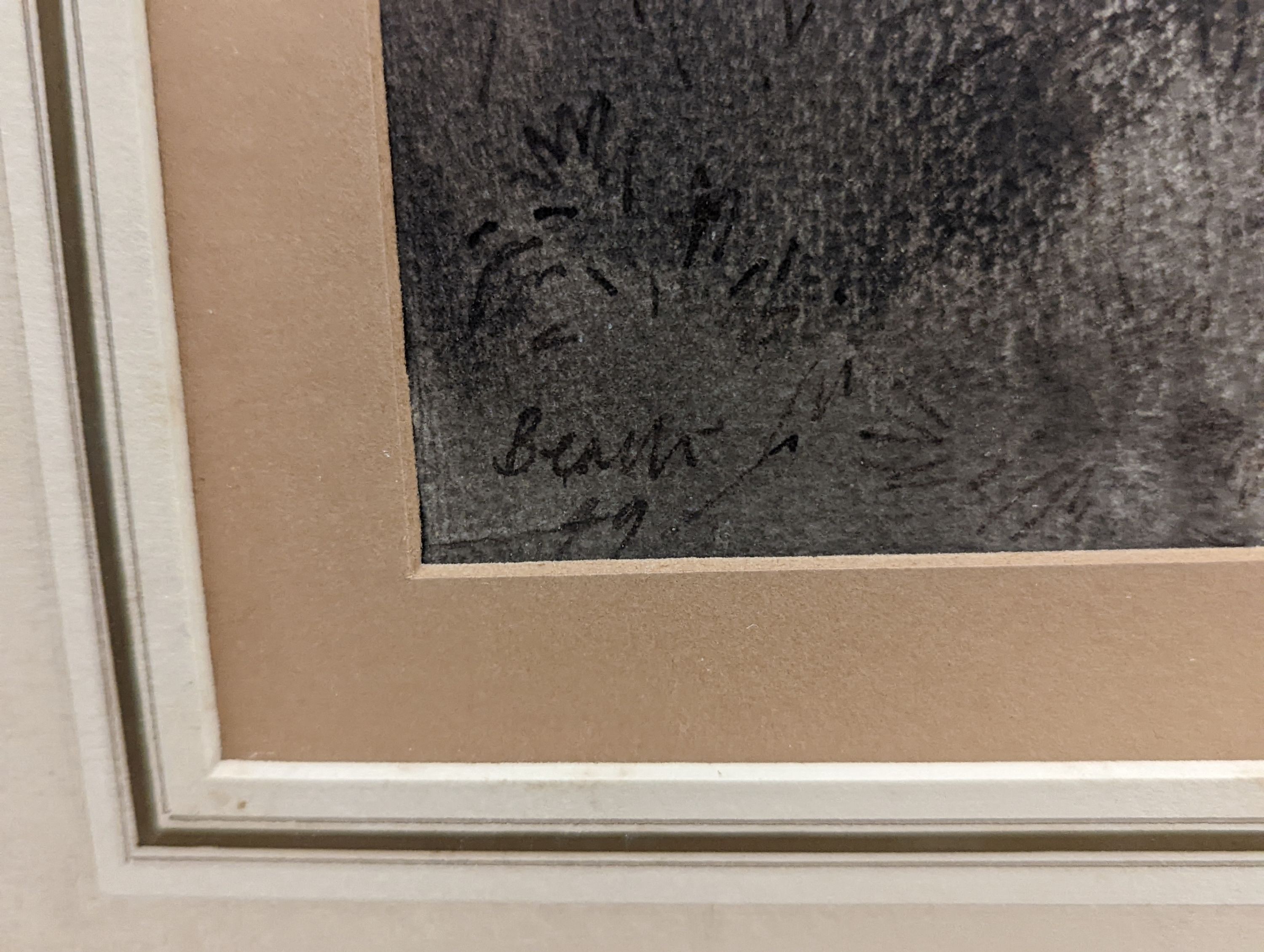 Adrian Beach (20th century), ink and wash, Hangleton Manor, signed and dated '49, label verso, 34 x 49cm